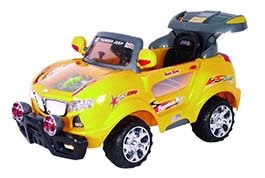 Thunder Jeep - Plastic 30x40x20 Cm Yellow, Remote Control, Music Sounds, Safety Belt