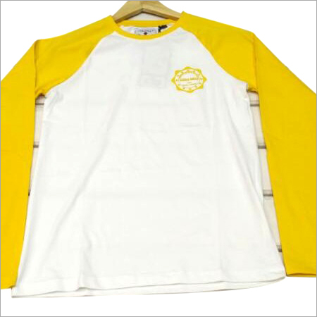 Cotton Round Neck Full T-Shirt - M, L, XL Sizes | Plain Yellow and White O-Neck Design for Men