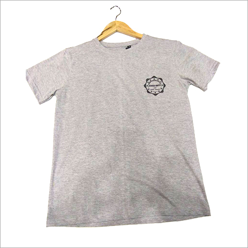 Cotton Round Neck Half T-Shirt - Large & XL Sizes, Grey Color, Short Sleeves, Plain Pattern for Men