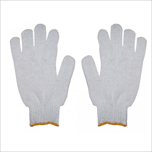 Cotton Knitted Hand Gloves - Multiple Sizes, White, Hemmed Cuff | Soft Cotton, Breathable, Durable, Comfortable Fit, Washable, Reusable