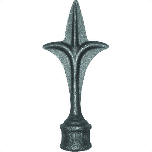 Pointed Railheads - Cast Iron 12 Inch, 4 Inch Base Diameter, Gray | Durable Design, Powder Coated Finish, Weather Resistant