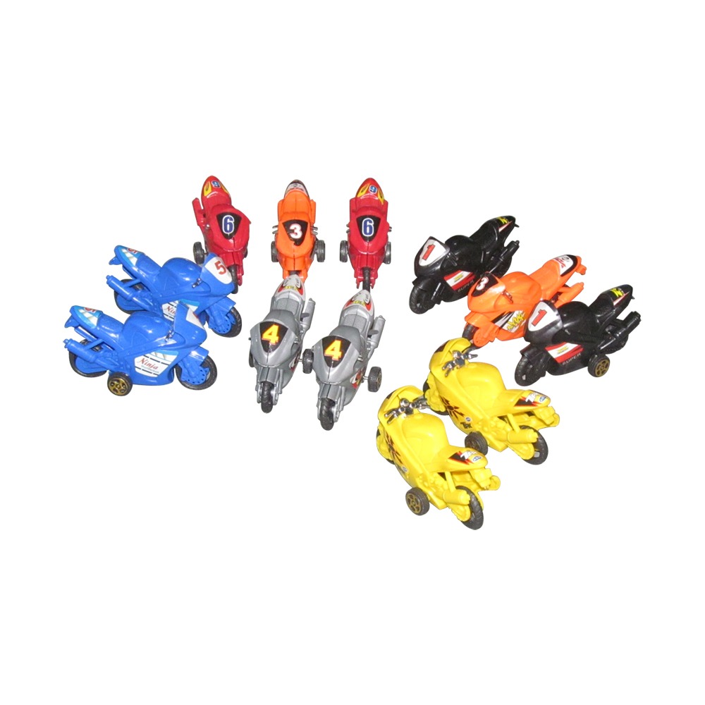 PTCMART Die Cast Multicolor Bike Set Of 12 Ps For Kids Room DACcor