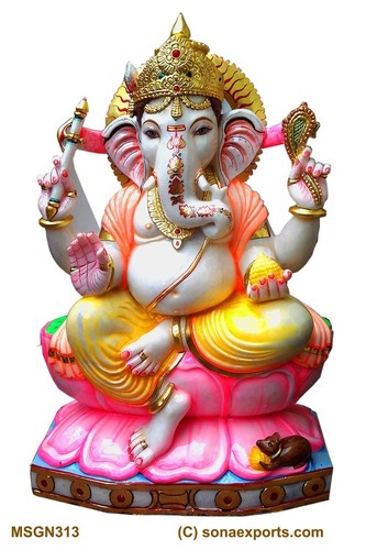 Carving Marble Lord Ganesh Moorti