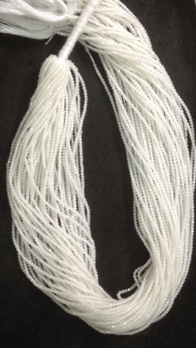 White Moonstone Micro Rondell Faceted Beads