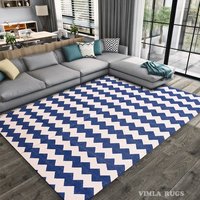 Handmade Zigzag Cotton Rugs - Cotton, 4 X 6 Ft, Blue | Hand Washable, Anti-slip, Double-sided Usable, Vibrant Modern Design