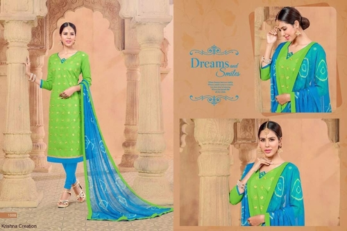 Red Designer Churidar Dress Material