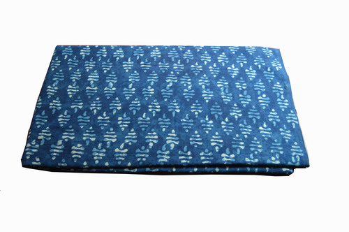 Blue Hand Block Printed Cotton Indigo Bagru/Dabu Fabric