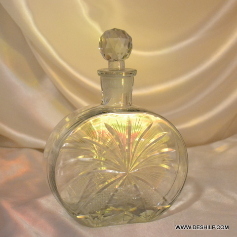Clear Antique Art Deco Cut Glass Decanter Bottle