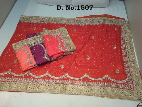 Red Heavy Stone Work Saree Supplier In India