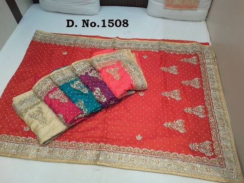Red Heavy Stone Work Sarees