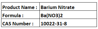 Barium Nitrate - White Crystalline Powder 3.24 g/cmÂ³ Density | High Purity Water Soluble Chemical Reagent