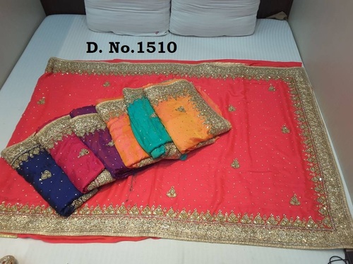 Pink Stone Work Fancy Saree At Wholesale Price