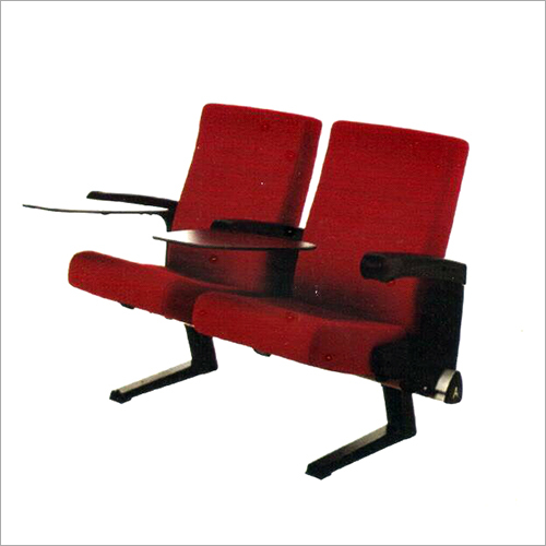 Tip Up Chair - Metal Frame, Variable Dimensions, Red | Foldable Design, Built-In Writing Surface, Comfortable Cushions