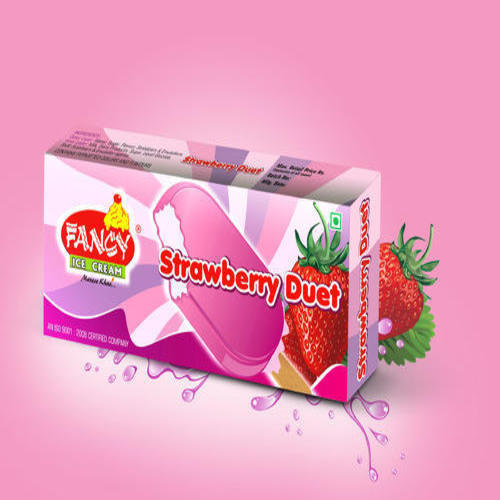 Ice Cream Packaging Box - Paper Material, Rectangular Shape, Glossy Lamination, Pink Color | Lightweight, Accurate Dimensions, Aesthetic Appearance
