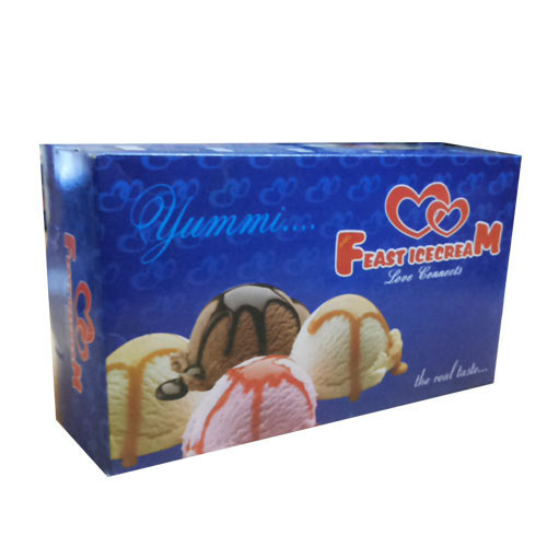 Ice Cream Printed Box - Paper Material, Various Sizes, Blue Color, Glossy Lamination Finish - Industrial Use for Food Packaging