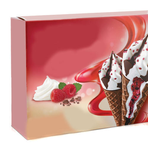 Ice Cream Corrugated Box - Paper Material, Square Shape, Pink Color | Glossy Lamination Finish, Ideal for Food Storage