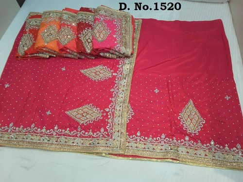 Magenta Bridal Wear Stone Work Sarees