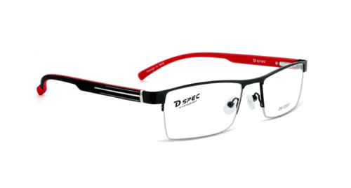DE-32037 Black & Red Frame - Metal Alloy, 54mm Lens Width, 18mm Bridge | Stylish, Lightweight, Comfortable Fit