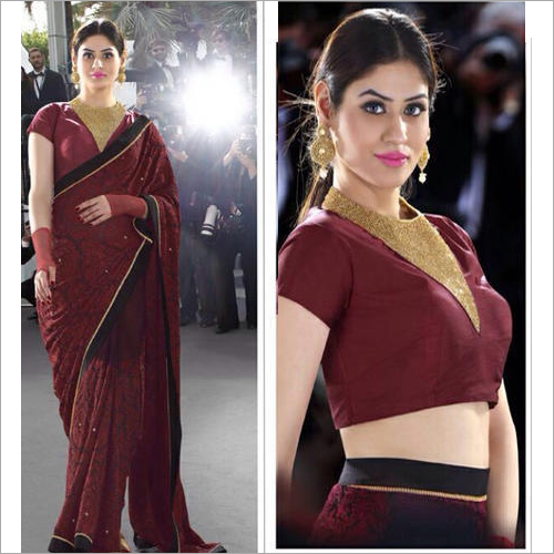 Red And Black Chikan Work Sarees