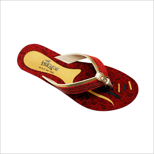 Ladies Fancy Slipper - PU Material, Size 5-8, Bright Red Color | Gentle on Feet, Lightweight & Comfortable for Summer Events
