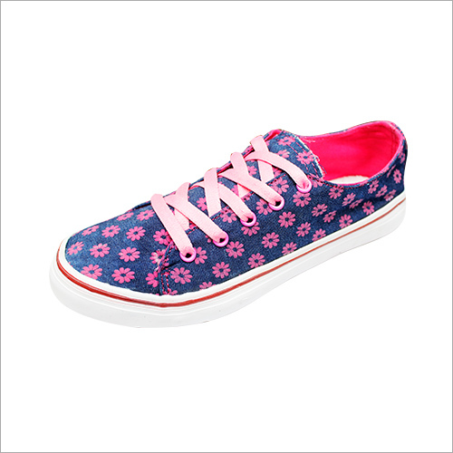 Blue And Pink Girl's Printed Canvas Shoes
