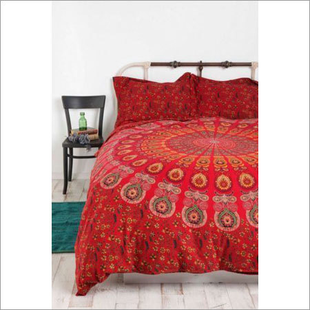 Indian Mandala Ombre Orange Bed Sheet