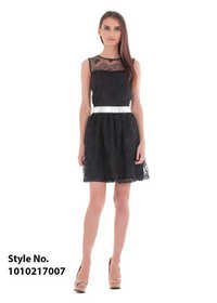 Fit & Flared Black Scalping Net Dress
