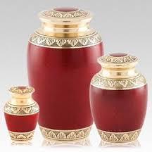 Beautiful Red and Golden Cremation URN
