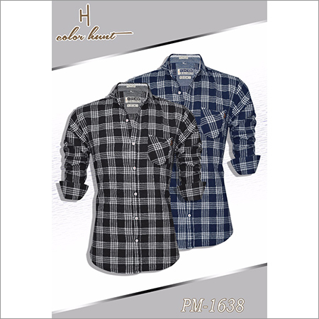 Shirts - Cotton, Sizes M, L, S, XL, XXL, XXXL, Color: Black and Blue, Full Sleeves, Striped Pattern | Breathable, Washable, Customized Logo