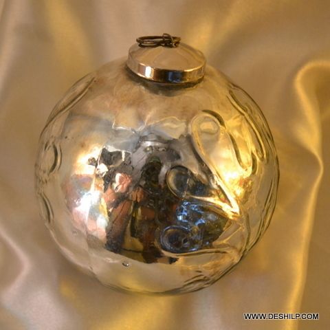 GLASS SILVER COLOR CHRISTMAS ORNAMENTS