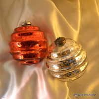 Golden And Red Antique Silver Glass Christmas Ornaments