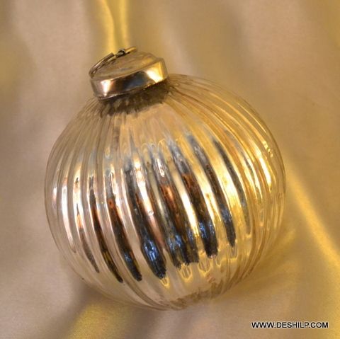 Christmas Hanging Glass Ball Ornament Round Antique handpainted hand blown glass