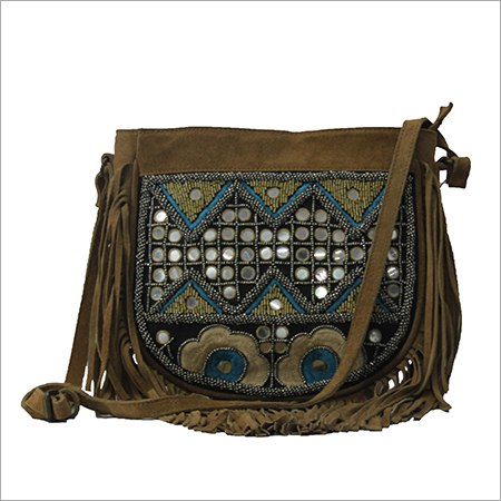 Boho Embroidered Suede Sling Bag