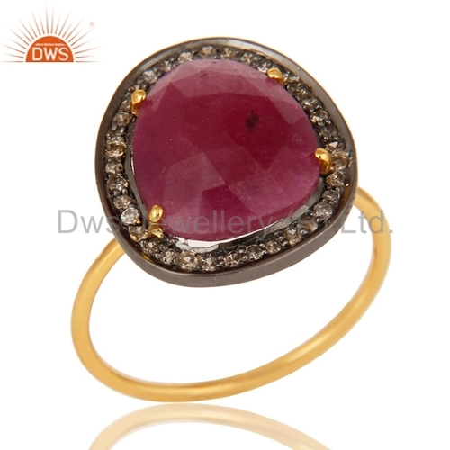 Indian Ruby Gemstone Diamond Ring Jewelry
