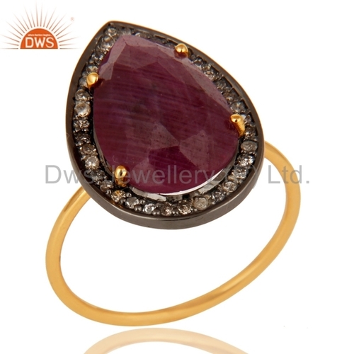 Pave Diamond Natural Ruby Gemstone Ring
