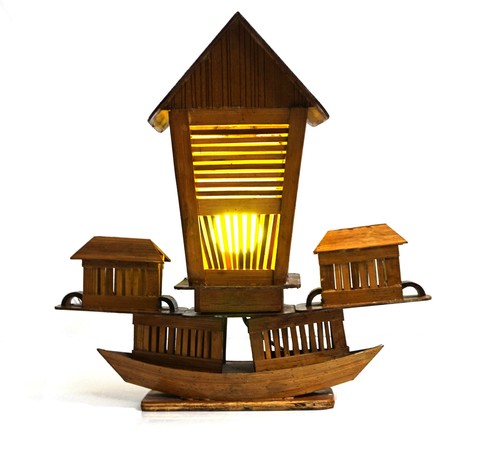 Eco-Friendly Bamboo Ship Led Night Lamp