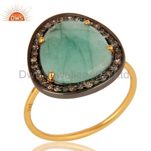 Natural Emerald Diamond Engagement Ring