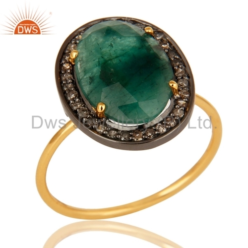 Natural Emerald Gemstone Ring Diamond Jewelry