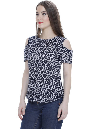 Cold Shoulder Leopard Print Top