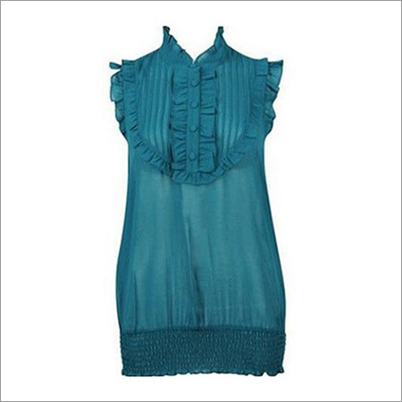 Cotton Sleeveless Ruffle Top