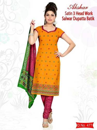 Satin Work Dress Material / Wax Batik Dress