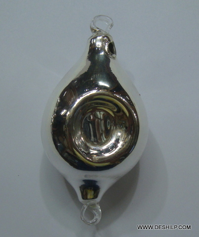 Christmas Ornaments Set Tree Clear Vintage Style Blown Silver Clear Round Glass
