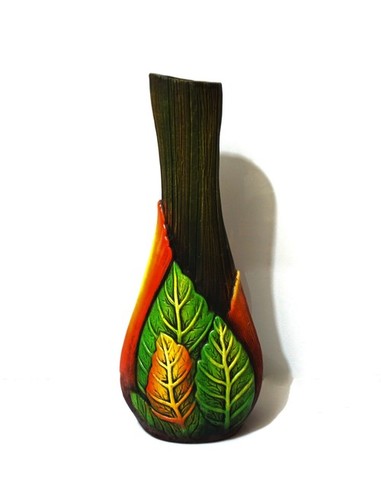 Terracotta Medium Flower Vase - Natural Leaf Finish , Customizable Colors and Designs