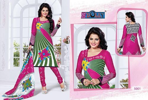 Cotton Dress Material - Printed Pattern | 10 Piece Set, Vibrant Colors, Classy Finish, Unstitched Suit Options