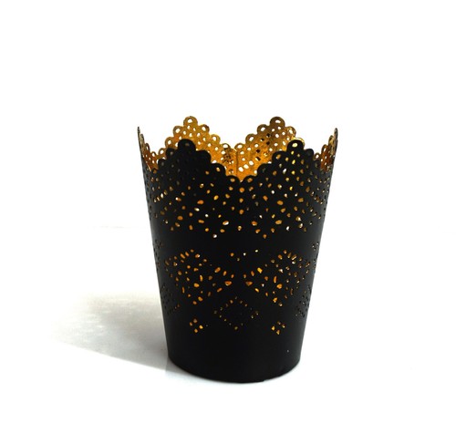 Black Glass T Light Holder