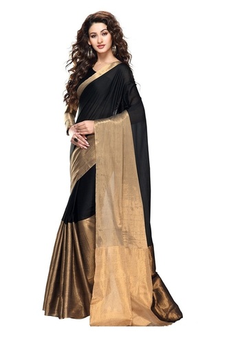 Black & Goldern Trendz Cotton Silk Saree (Tz_Vishwa_Black_Black)