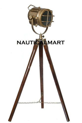 Antique Designer's Searchlight Floor Lamp Tripod Lighting Searchlight Spotlight Silver