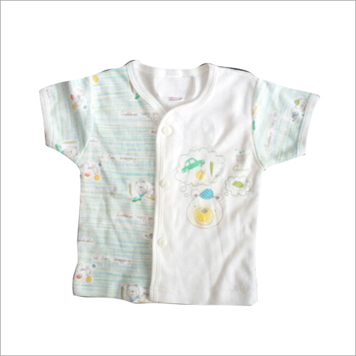 Kids T-Shirt - Cotton, 0-3 Months, White | Soft Fabric, Cute Design, Snap Closure, Breathable