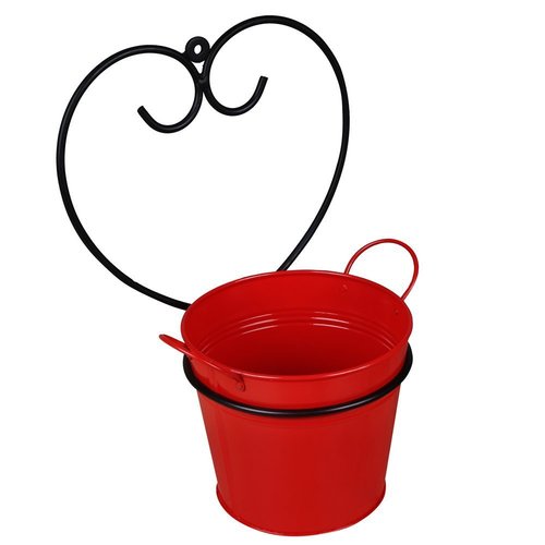 Galvanized Wall Planter - 25 cm Red Powder Coated Finish | Iron Material Antique Style Ideal for Gardening