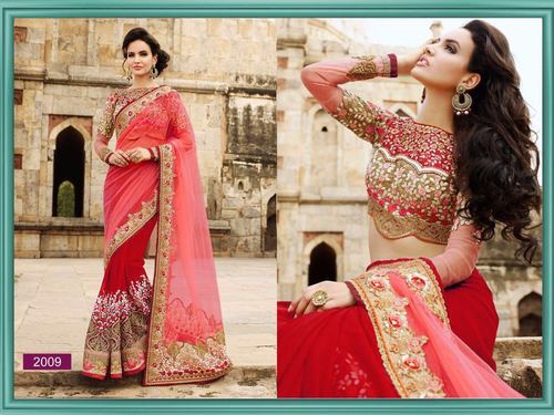 Red Net, Georgette Saree